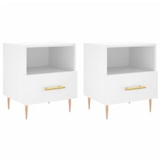 Tables de chevet 2 pcs blanc 40x35x47,5 cm bois d’ingénierie