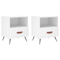 Tables de chevet 2 pcs blanc 40x35x47,5 cm bois d’ingénierie