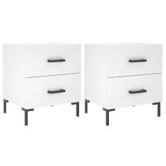 Tables de chevet 2 pcs blanc 40x35x47,5 cm bois d’ingénierie