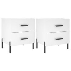 Tables de chevet 2 pcs blanc 40x35x47,5 cm bois d’ingénierie