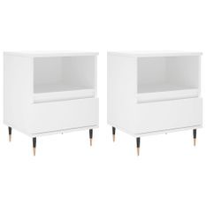 Tables de chevet 2 pcs blanc 40x35x50 cm bois d’ingénierie