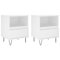 Tables de chevet 2 pcs blanc 40x35x50 cm bois d’ingénierie