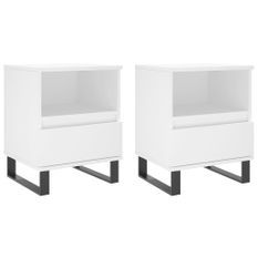 Tables de chevet 2 pcs blanc 40x35x50 cm bois d’ingénierie