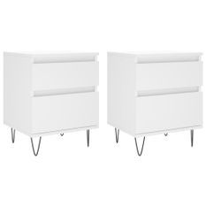 Tables de chevet 2 pcs blanc 40x35x50 cm bois d’ingénierie