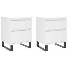 Tables de chevet 2 pcs blanc 40x35x50 cm bois d’ingénierie