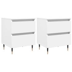 Tables de chevet 2 pcs blanc 40x35x50 cm bois d’ingénierie