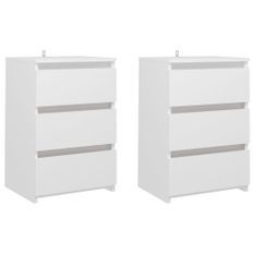 Tables de chevet 2 pcs Blanc 40x35x62,5 cm