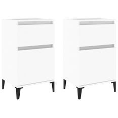 Tables de chevet 2 pcs blanc 40x35x70 cm