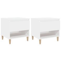 Tables de chevet 2 pcs Blanc 50x46x50 cm Bois d’ingénierie