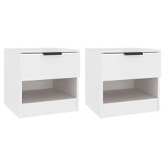 Tables de chevet 2 pcs Blanc Bois d'ingénierie 3