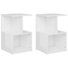 Tables de chevet 2 pcs Blanc brillant 35x35x55 cm