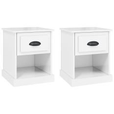 Tables de chevet 2 pcs blanc brillant 39x39x47,5 cm