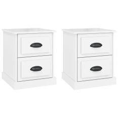 Tables de chevet 2 pcs blanc brillant 39x39x47,5 cm