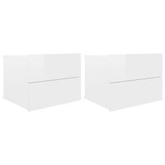 Tables de chevet 2 pcs Blanc brillant 40 x 30 x 30 cm