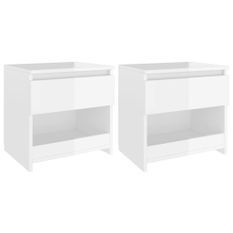 Tables de chevet 2 pcs Blanc brillant 40x30x39 cm