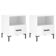 Tables de chevet 2 pcs blanc brillant 40x35x47,5 cm