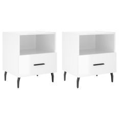 Tables de chevet 2 pcs blanc brillant 40x35x47,5 cm