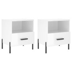 Tables de chevet 2 pcs blanc brillant 40x35x47,5 cm