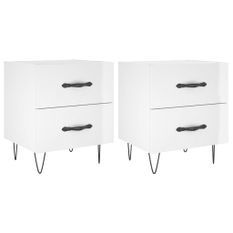 Tables de chevet 2 pcs blanc brillant 40x35x47,5 cm