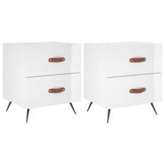 Tables de chevet 2 pcs blanc brillant 40x35x47,5 cm