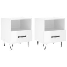 Tables de chevet 2 pcs blanc brillant 40x35x47,5 cm