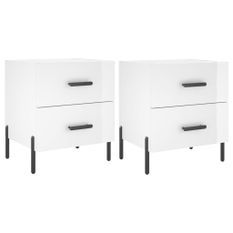 Tables de chevet 2 pcs blanc brillant 40x35x47,5 cm