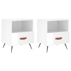 Tables de chevet 2 pcs blanc brillant 40x35x47,5 cm