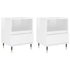 Tables de chevet 2 pcs blanc brillant 40x35x50 cm