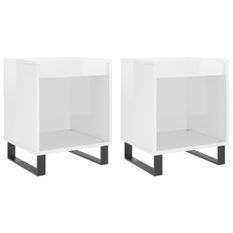 Tables de chevet 2 pcs blanc brillant 40x35x50 cm