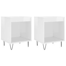 Tables de chevet 2 pcs blanc brillant 40x35x50 cm