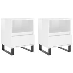 Tables de chevet 2 pcs blanc brillant 40x35x50 cm