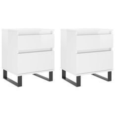 Tables de chevet 2 pcs blanc brillant 40x35x50 cm