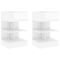 Tables de chevet 2 pcs Blanc brillant 40x35x65 cm