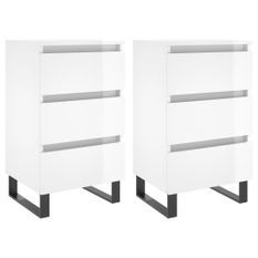 Tables de chevet 2 pcs blanc brillant 40x35x69 cm