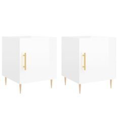 Tables de chevet 2 pcs blanc brillant 40x40x50 cm