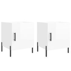 Tables de chevet 2 pcs blanc brillant 40x40x50 cm