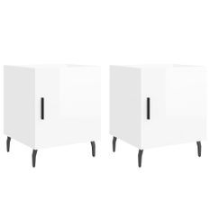 Tables de chevet 2 pcs blanc brillant 40x40x50 cm