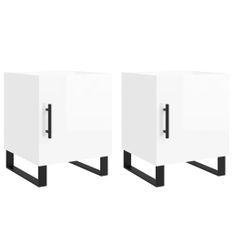 Tables de chevet 2 pcs blanc brillant 40x40x50 cm