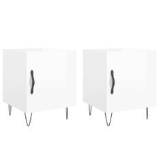 Tables de chevet 2 pcs blanc brillant 40x40x50 cm