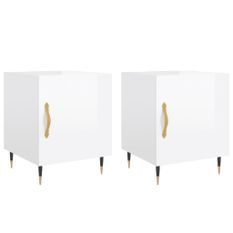 Tables de chevet 2 pcs blanc brillant 40x40x50 cm