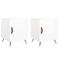 Tables de chevet 2 pcs blanc brillant 40x40x50 cm