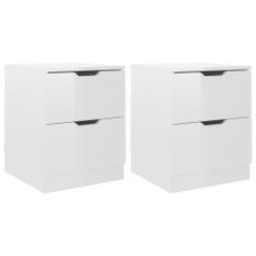 Tables de chevet 2 pcs Blanc brillant 40x40x50 cm