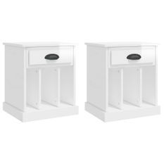 Tables de chevet 2 pcs blanc brillant 43x36x50 cm