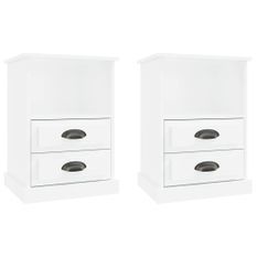 Tables de chevet 2 pcs blanc brillant 43x36x60 cm