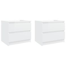 Tables de chevet 2 pcs Blanc brillant 50x39x43,5 cm
