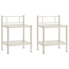 Tables de chevet 2 pcs Blanc et transparent Métal et verre