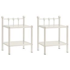 Tables de chevet 2 pcs Blanc et transparent Métal et verre 2