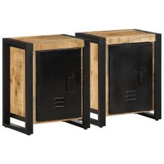 Tables de chevet 2 pcs bois de manguier massif brut