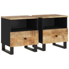 Tables de chevet 2 pcs Bois de manguier solide et d'ingénierie