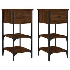 Tables de chevet 2 pcs chêne marron 34x36x70 cm bois ingénierie